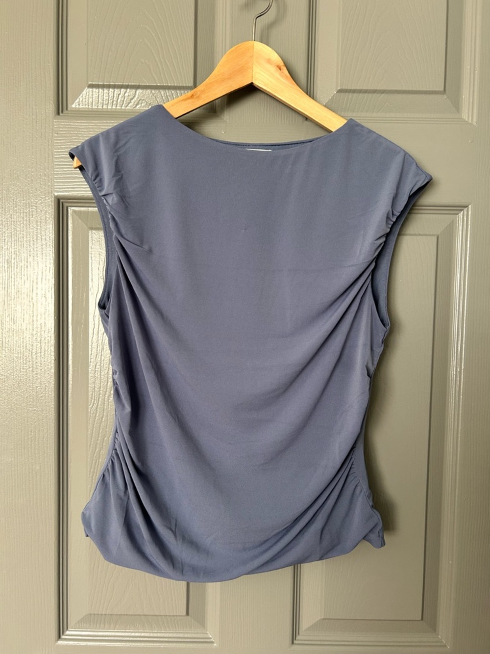 H&M Slate Blue Sleeveless Ruched-Detail Tank